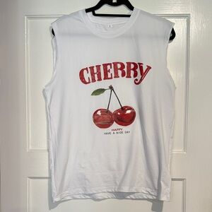 White Cherry Graphic Tank Top